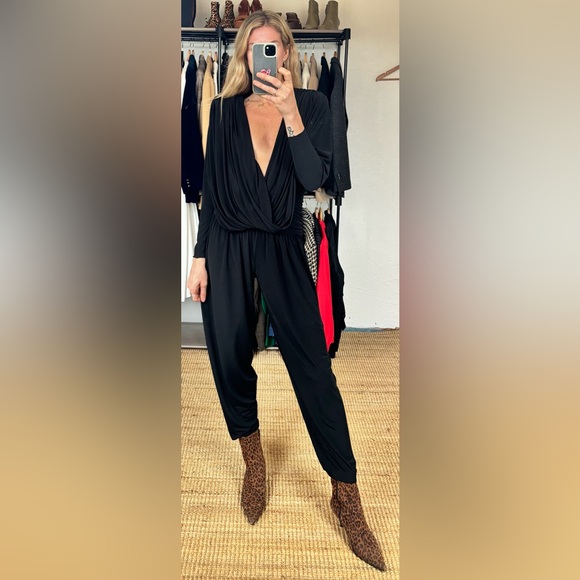 Vintage 80’s Grace Jones Inspired Ruched Neck Open Jumpsuit Onesie Playsuit - Picture 4 of 13